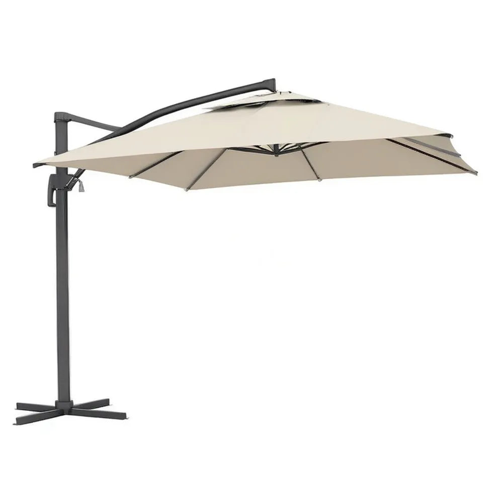 Parasol 300 x 300 cm światła drogowego parasol beżowy z tapicerką poliestrową i stalową ramą