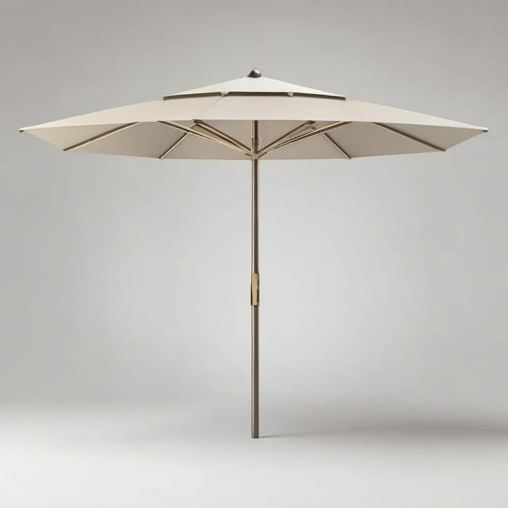 Parasol ogrodowy, 300 cm beżowy okrągły ogród parasol z poliestrowym płótnem i aluminiową ramą