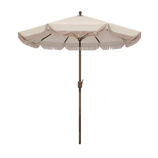 Parasol ogrodowy, Sunshade Ø 270 cm z poliestru korbowego wokół kremu brązowego