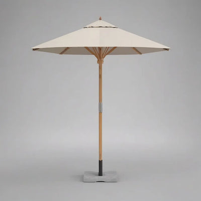 Parasol ogrodowy, Ogrodowy parasol w kolorze drewna i białego poliestru o wysokości 300 cm 260 cm