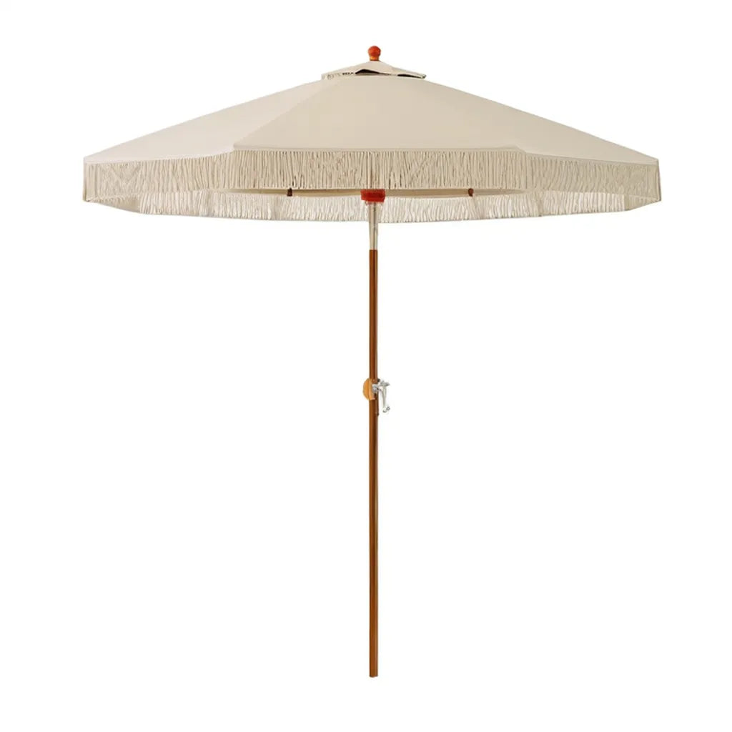 Parasol około 270 cm wysokości 250 cm z obrzeża poliestru i eukaliptusa krem kolor