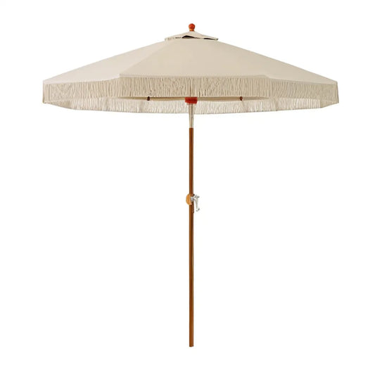 Parasol około 270 cm wysokości 250 cm z obrzeża poliestru i eukaliptusa krem kolor