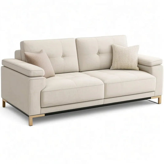 Sofa, 3- kanapa z tapicerowaną sofą z pokrywą tkaninową i krem do poduszki 240 x 95 x 85 cm