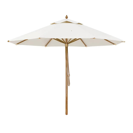 Parasol Garden Parasol Ø 300 cm Poliester eukaliptus drewno ośmiokątny krem