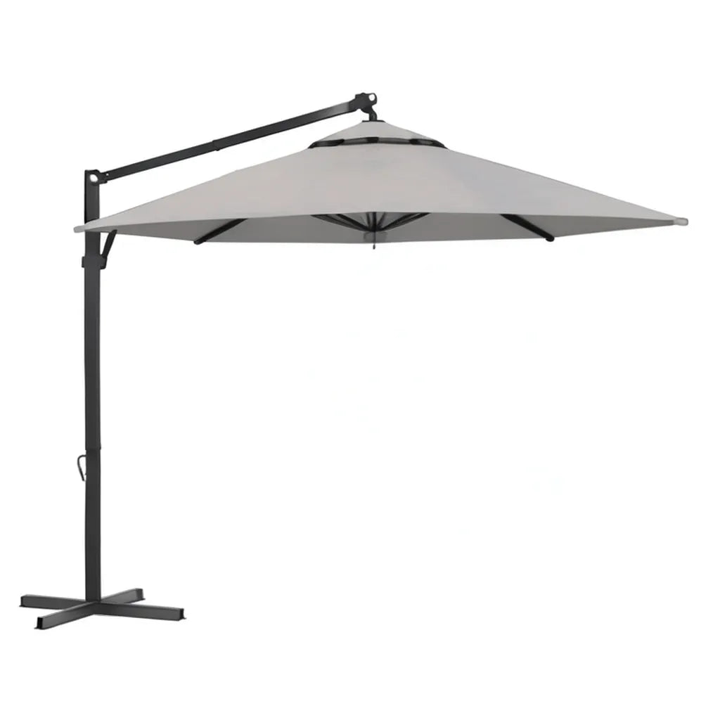 Parasol wspornikowy kwadratowo 300 x 300 cm w szarym poliestrze o konstrukcji stalowej