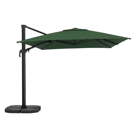 Parasol ogrodowy, Światła drogowe Zestaw Ø 300 cm stali poliestrowej ośmiokątnie ciemnozielone 300 x 245 cm z parasolem stojak