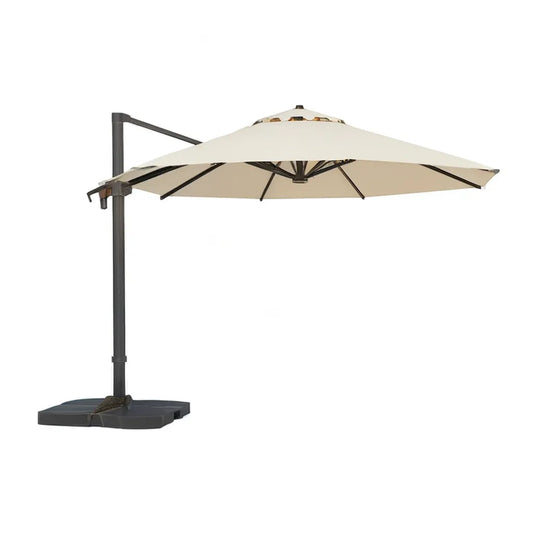 Parasol ogrodowy, Lekki parasol z stojakiem 300 x 300 cm poliestrowy kwadratowy beżowy