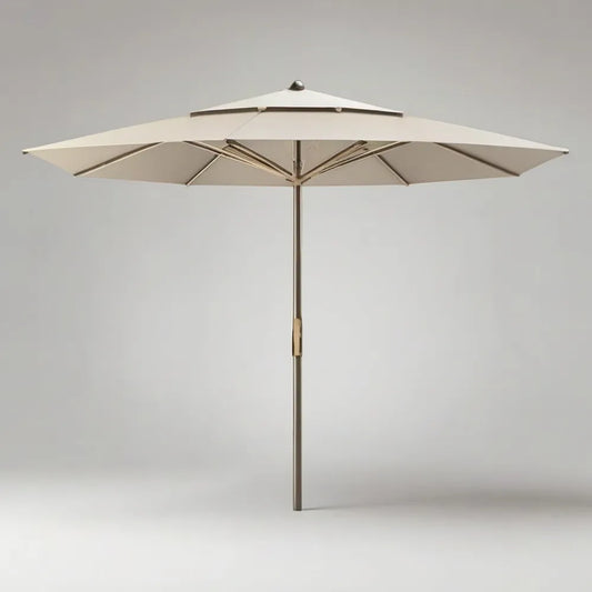 Parasol ogrodowy, 300 cm beżowy okrągły ogród parasol z poliestrowym płótnem i aluminiową ramą