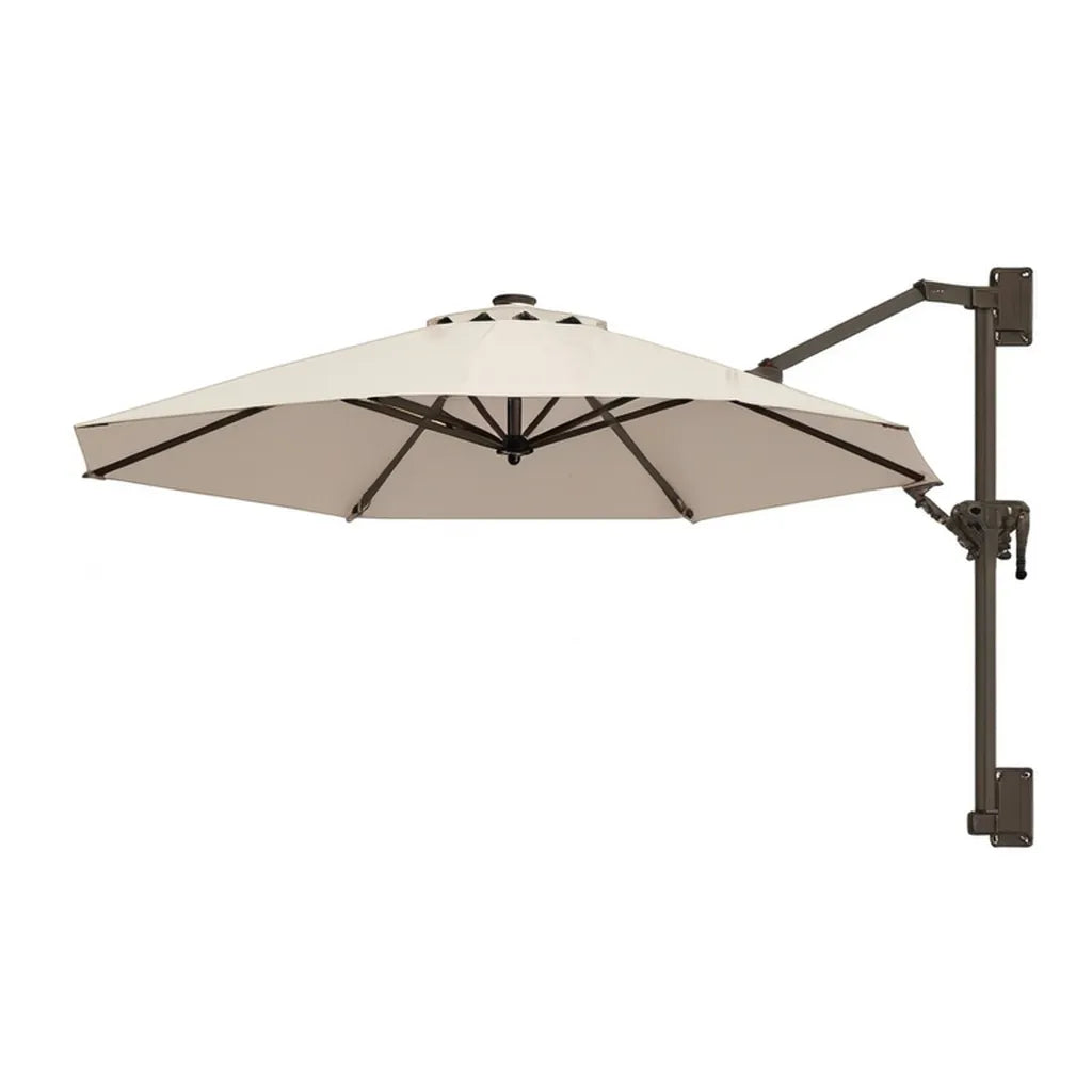 Parasol ogrodowy, Ściana słonecznik światła ruchu 300 cm poliestrowa stal ośmioboczna beżowy brązowy