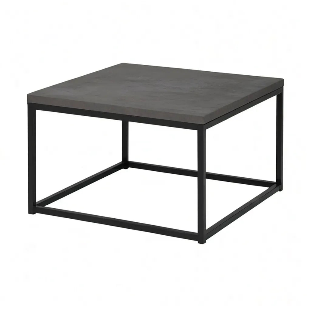 Stolik kawowy, Stół do kawy 80 x 80 x 45 cm MDF Beton optyka kwadratowa szara czerń