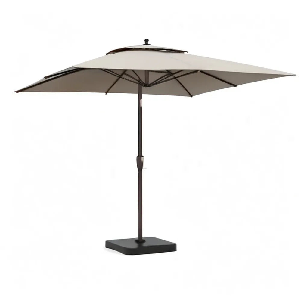 Parasol 300 x 300 cm kwadratowych stół z tapicerką poliestrową i ramą aluminiową Beżowa / Czarna